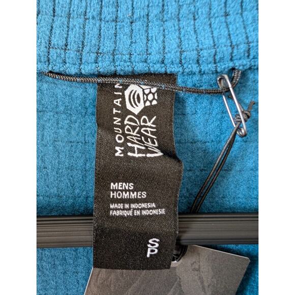 Mountain Hardwear Summit Grid Fleece Jacket Mens Small Blue Cozy Logo Half Zip - Picture 3 of 4